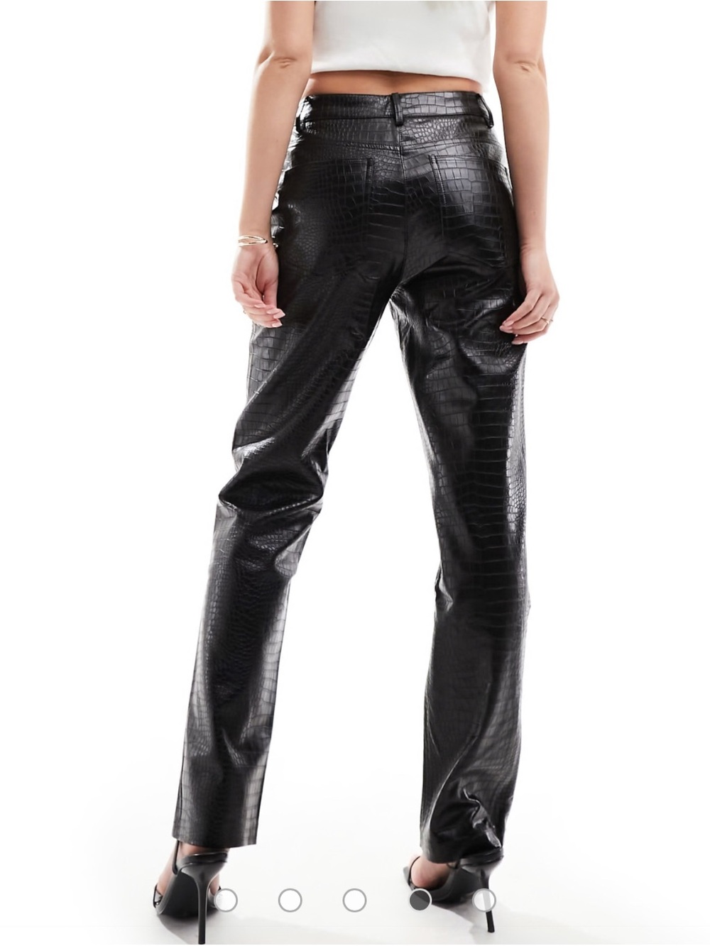 ASOS Design Womens Faux Leather Alligator slightly Flared Pants - Picture 2 of 9